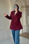 İpli Astarlı Ceket Bordo