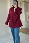 İpli Astarlı Ceket Bordo