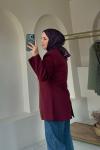 İpli Astarlı Ceket Bordo