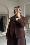 Kadın Trençkot / Astarlı Gabardin Trençkot Kahverengi