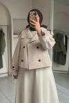 Kadın Trençkot / Astarlı Gabardin Trençkot Taş Rengi
