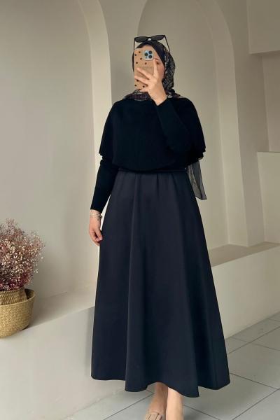 Kadın Etek / Scuba Kumaş Yüksek Bel Etek Siyah