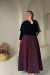 Kadın Etek / Scuba Kumaş Yüksek Bel Etek Bordo