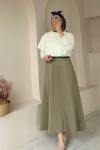 Kadın Etek / Scuba Kumaş Yüksek Bel Etek Yeşil