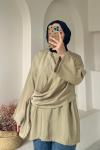 Kadın Şallı Bluz / Yandan Bağlamalı Oversize Bluz Haki