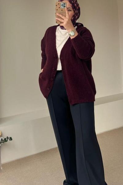 Kadın Nervürlü Scuba Pantolon / Scuba Kumaş Pantolon Siyah