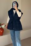 •Gabardin Astarlı Yelek Lacivert