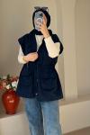 •Gabardin Astarlı Yelek Lacivert