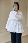 Kadın Bağcıklı Pileli Gömlek Beyaz