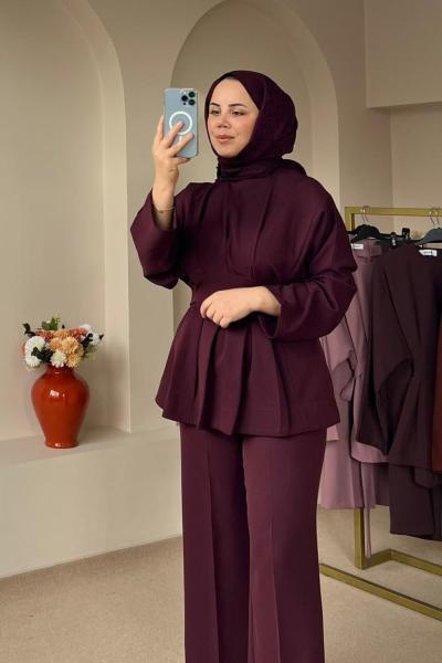 Piliseli Pantolon Tunik Takım Burganya
