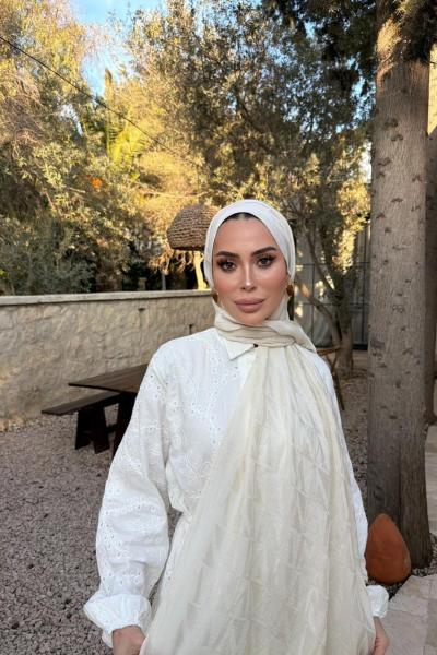 Vannel Scarf Naia Jakar Serisi Krem