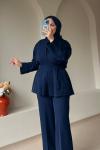 Piliseli Pantolon Tunik Takım Lacivert