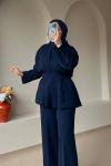 Piliseli Pantolon Tunik Takım Lacivert