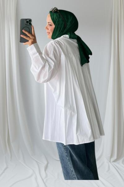 Arka Fırfır Detaylı Tunik Beyaz
