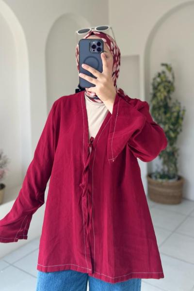Bağlamalı Kimono Kırmızı