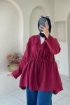 BAĞLAMALI EFİL EFİL KUMAŞ KİMONO Bordo