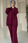 Cepli İkili Takım (Sweatshirt - Pantolon) Bordo