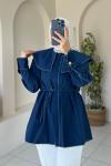 Dikiş Detaylı Oversize Tunik Lacivert