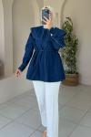 Dikiş Detaylı Oversize Tunik Lacivert