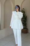 Dikiş Detaylı Oversize Tunik Beyaz