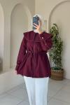Dikiş Detaylı Oversize Tunik Bordo