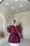 Dikiş Detaylı Oversize Tunik Bordo