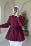 Dikiş Detaylı Oversize Tunik Bordo