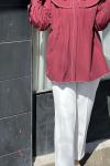 Dikiş Detaylı Oversize Tunik Bordo
