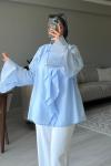 Fırfırlı Şıklık: Zarafeti Günlük Tarzla Buluşturan Tunik ✨ Bebe Mavisi