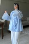 Fırfırlı Şıklık: Zarafeti Günlük Tarzla Buluşturan Tunik ✨ Bebe Mavisi