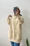 İçi Şardonlu Üç İplik Sweatshirt Krem