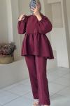 Kadın Tunik-Pantolon Takım Bordo