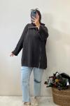 Oversize Triko Tunik Kahverengi