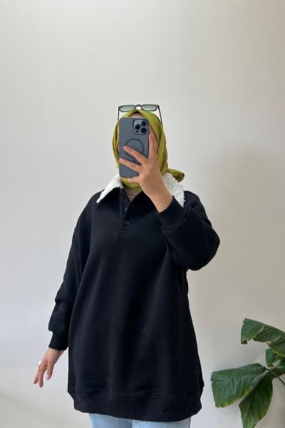 Üç İplik Sweatshirt Siyah