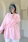 Yandan Şallı Selanik Tunik Pembe