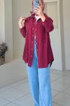 Yıldız Desenli Tensel Gömlek Bordo