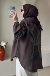 ✨ Pul Payet İşlemeli Kimono ✨ Kahverengi