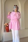 Kadın Kruvaze Şallı Tunik Pembe