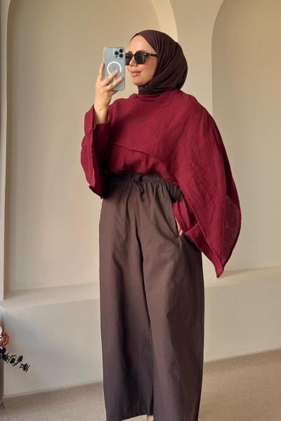 Barrel Fit Pantolon Kahverengi