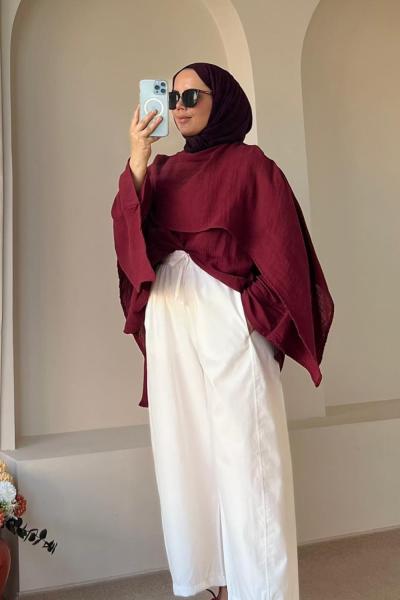 Barrel Fit Pantolon Beyaz