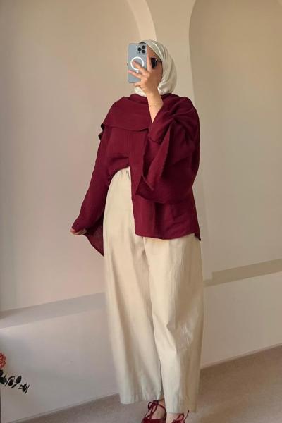 Barrel Fit Pantolon Taş Rengi