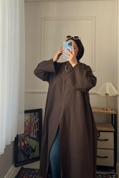 Keten Abaya Kahverengi