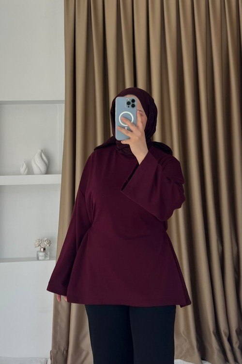 Önü Bağlamalı Tunik Mürdüm