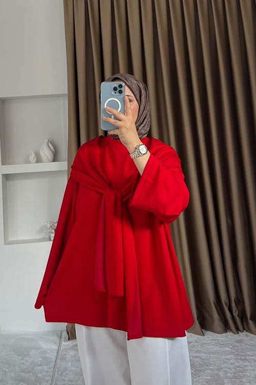 Oysho Şal Detaylı Tunik Kırmızı