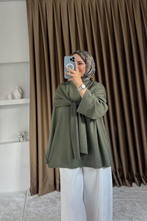 Oysho Şal Detaylı Tunik Yeşil