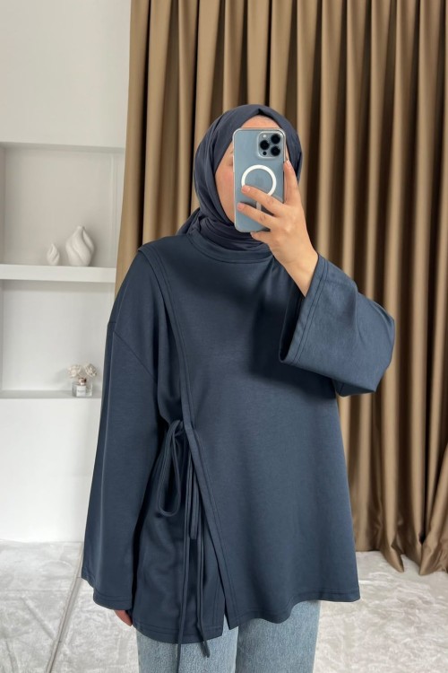 Yan Bağlamalı Tunik Füme