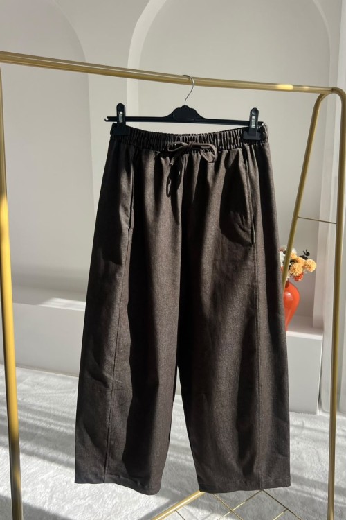 Kore Stili Pantolon Kahverengi