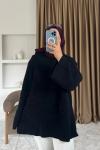 Pike Örgü Dokulu İspanyol Kol Kazak Siyah