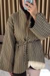 Desenli Kimono Kapama Ceket Kahverengi