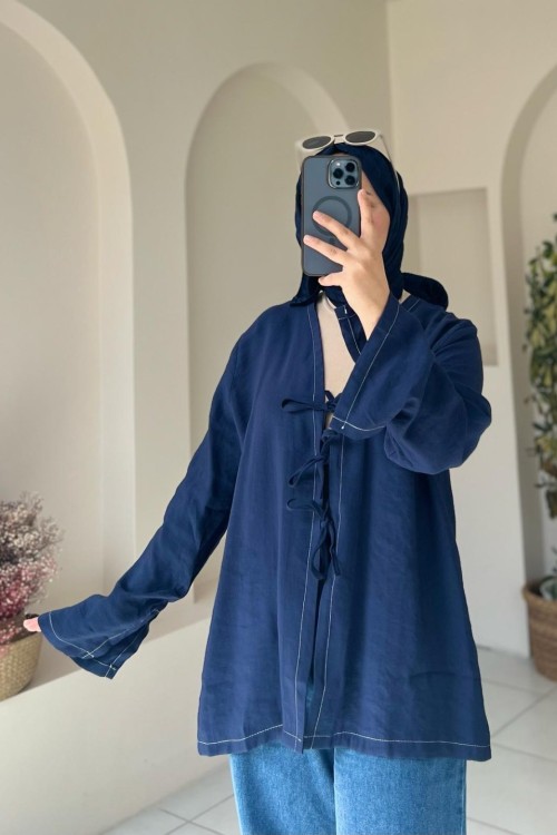 Bağlamalı Kimono Lacivert